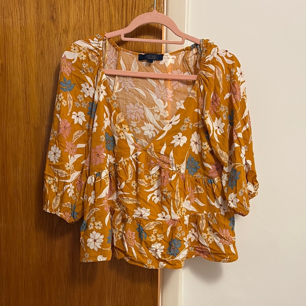 Yellow and White Blouse